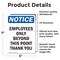 Signmission Employees Only Beyond This Point OSHA Notice Sign, Vinyl Decal, 5in W x 7in L, 2PK OS-2PACK-NS-D-57-V-11988 - alternate 4